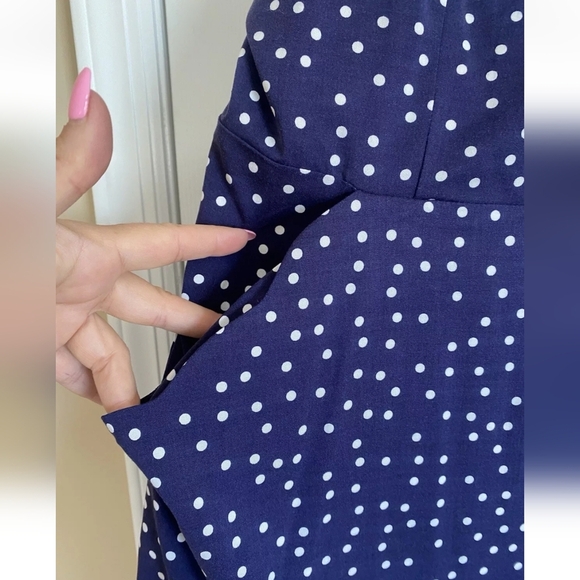 NWT 41 Hawthorn Navy White Polka Dot Dress Size 3x Scalloped Neckline Pockets - Picture 3 of 6